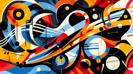 Obraz premium Abstract Classical music hand drawn doodle banner cartoon vector image