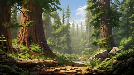 Fototapeta premium Enchanted Wilderness: Scene Encapsulating the Essence of the Forest
