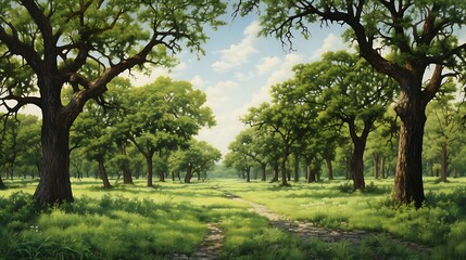 Fototapeta premium Enchanted Wilderness: Scene Encapsulating the Essence of the Forest