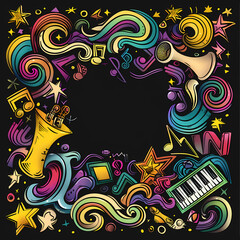 Abstract Classical music hand drawn doodle banner cartoon vector image