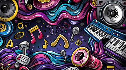 Abstract Classical music hand drawn doodle banner cartoon vector image