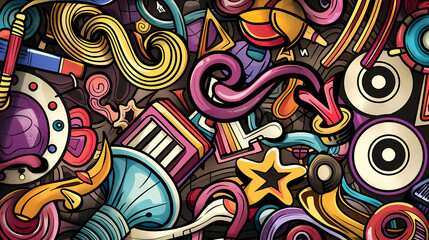 Abstract Classical music hand drawn doodle banner cartoon vector image