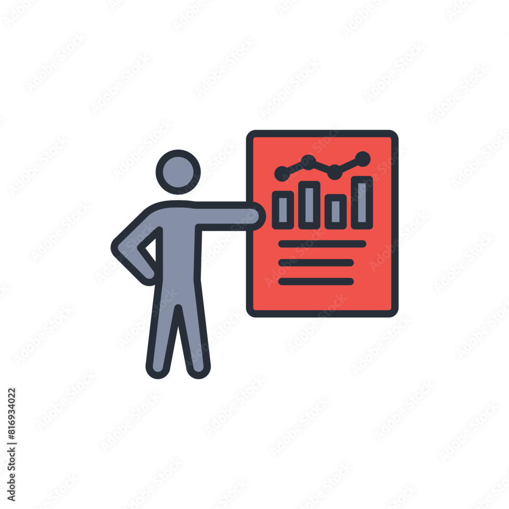 Poster analytics icon. vector.editable stroke.linear style sign for use web design,logo.symbol illustration