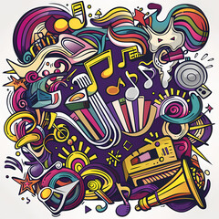 Abstract Classical music hand drawn doodle banner cartoon vector image
