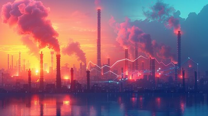 Obraz premium Environment concept, An illustration of a forest transitioning from lush greenery to burnt, charred trees. Illustration image, Minimal Style, Clean and Clear Color,