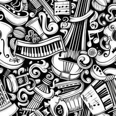 Abstract Classical music hand drawn doodle banner cartoon vector image