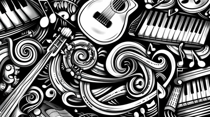 Abstract Classical music hand drawn doodle banner cartoon vector image