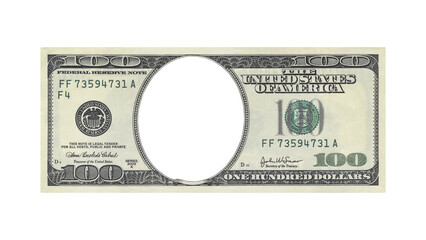 Realistic 100 Dollar Bill Mockup on White Background