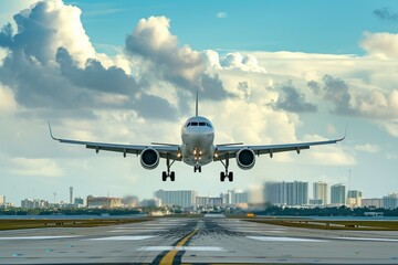 Landing Preparation: Commercial Plane Seconds Before Touchdown in Miami