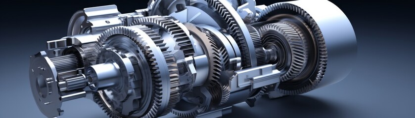 Detailed View of a Complex Gear System in Industrial Machinery