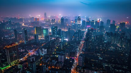 Chengdu city high building night  