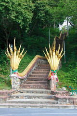 Seven-headed Naga stairs heading to Phra That Chedi Luang in Songkhla