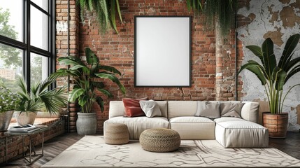 Cozy and Inspiring Loft with Artful Brick Wall and Lush Greenery