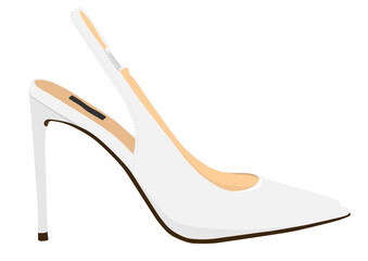 White wedding high heel female style sandals. Vector graphic without effects or gradient, easy colour change.
