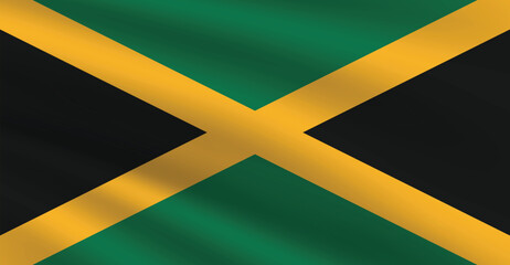National flag of Jamaica. Jamaica Flag. Waving Jamaica flag.
