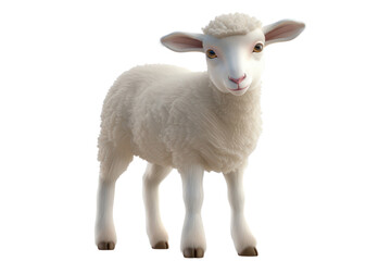 Fototapeta premium A cute white sheep is standing on a white background, illustrations, clipart, isolated on a transparent background.