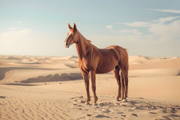 a cute horse in the desert