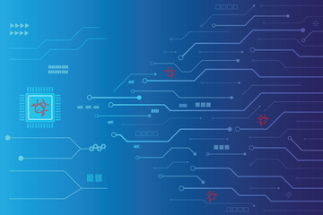Computer with bug in circuit board, computer bug icon vector