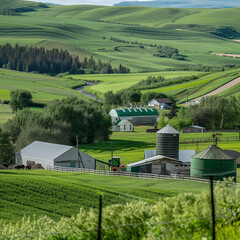 Canadian agriculture field and barn scene