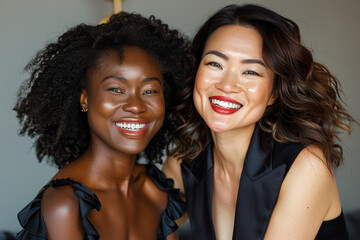 Two women are smiling and posing for a photo