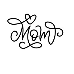 Mom vector lettering script monoline.