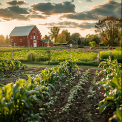 Canadian agriculture field and barn scene