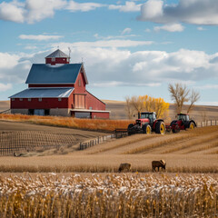 Canadian agriculture field and barn scene