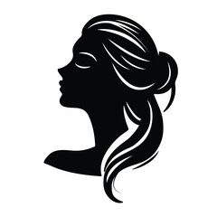 Vector illustration of a black woman's silhouette on white separate background