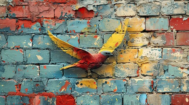 brick wall with a piece of street art that has been used to promote peace and understanding between different cultures, fostering cross-cultural dialogue and appreciation.stock photo