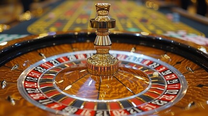 A game of roulette on the trading floor. Bright colors.