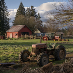 Canadian agriculture field and barn scene