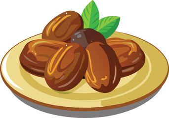 arabian Dates fruit on bowl vector illustration