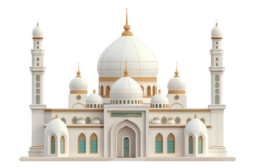 A large white building with gold accents and a dome, illustrations, clipart, isolated on a transparent background.