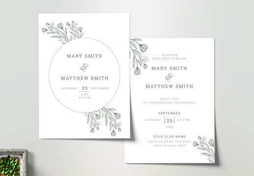 Floral Wedding Invitation Card Template