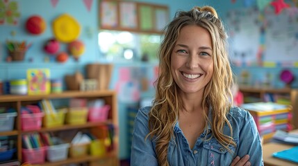 teacher preparing their classroom with new lesson plans, decorations, and supplies, showcasing the dedication and care teachers put into creating a positive learning environment.stock photo