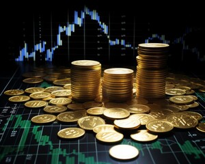 Investigate the probability and statistics involved in coin flipping, creating an educational narrative about the 5050 odds and how they play out over multiple flips Close up theme in education, dynam