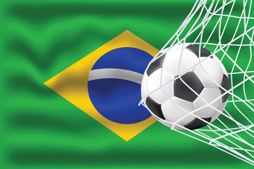 Obraz premium soccer ball with brazilian flag