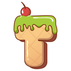 3D Matcha Ice Cream Letter T