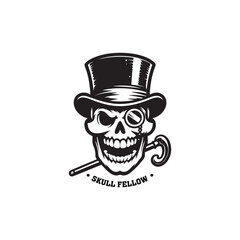 skull fellow vector logo design black and white color 