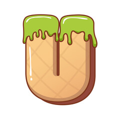 3D Matcha Ice Cream Letter U