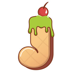 3D Matcha Ice Cream Letter J