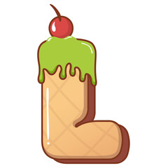 3D Matcha Ice Cream Letter L