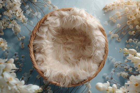 Digital background for newborn photos - dreamy background with bed
