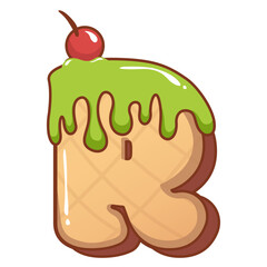 3D Matcha Ice Cream Letter R