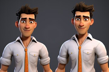 A 3D animated man in a cartoon style is dressed in a shirt and tie. Generative AI