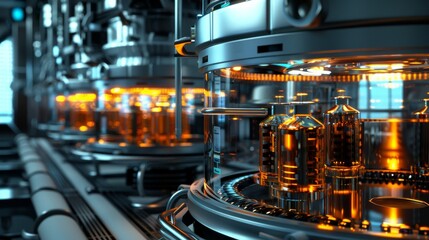 Natural ingredient tech system side view System for processing natural beauty products  Scifi tone  Vivid