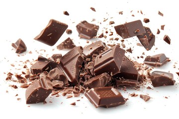 Chocolate pieces falling professional advertising food photography