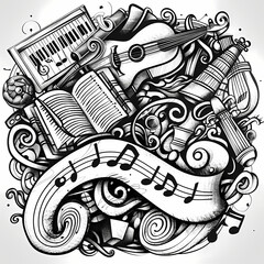 Abstract Classical music hand drawn doodle banner cartoon vector image
