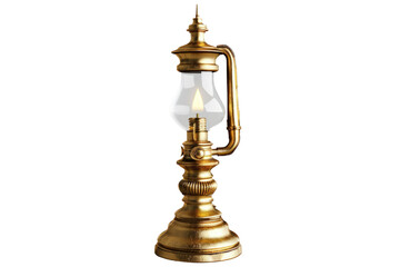 A gold lamp with a light inside of it, illustrations, clipart, isolated on a transparent background.