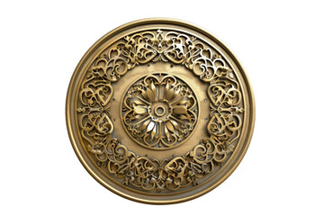Obraz premium A gold circle with a flower on it, illustrations, clipart, isolated on a transparent background.